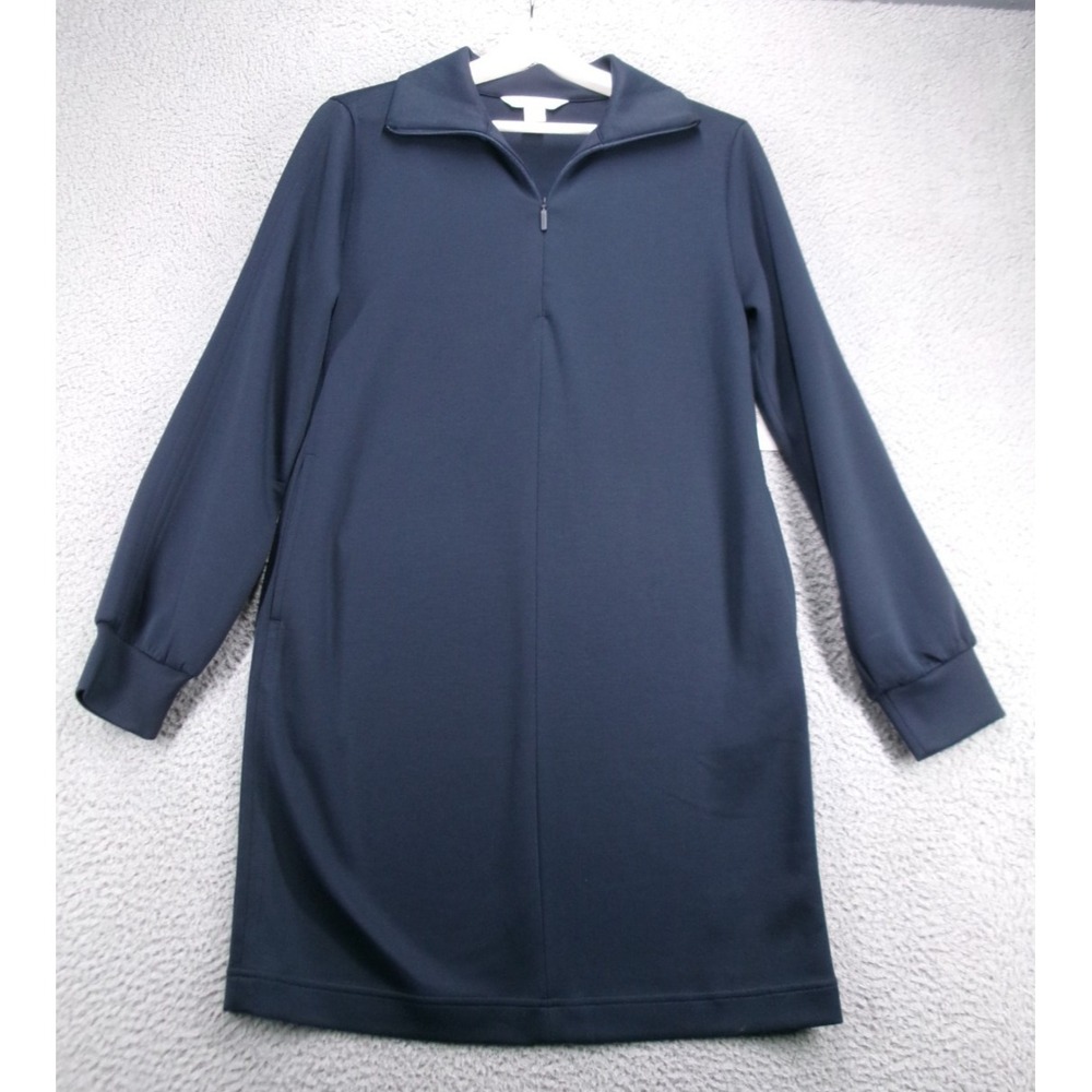 ATHLETA Dress Size XS ALLURE Navy Blue 1/4 Zip Long Sleeve Pockets NEW